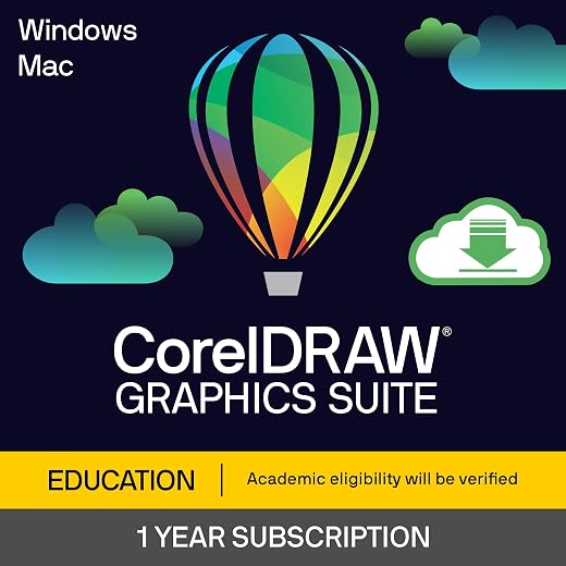 CorelDRAW Graphics Suite Education Edition | 1 Year Subscription | Graphic Design Software for Education | Vector Illustration, Layout, and Image Editing [PC/Mac Download]