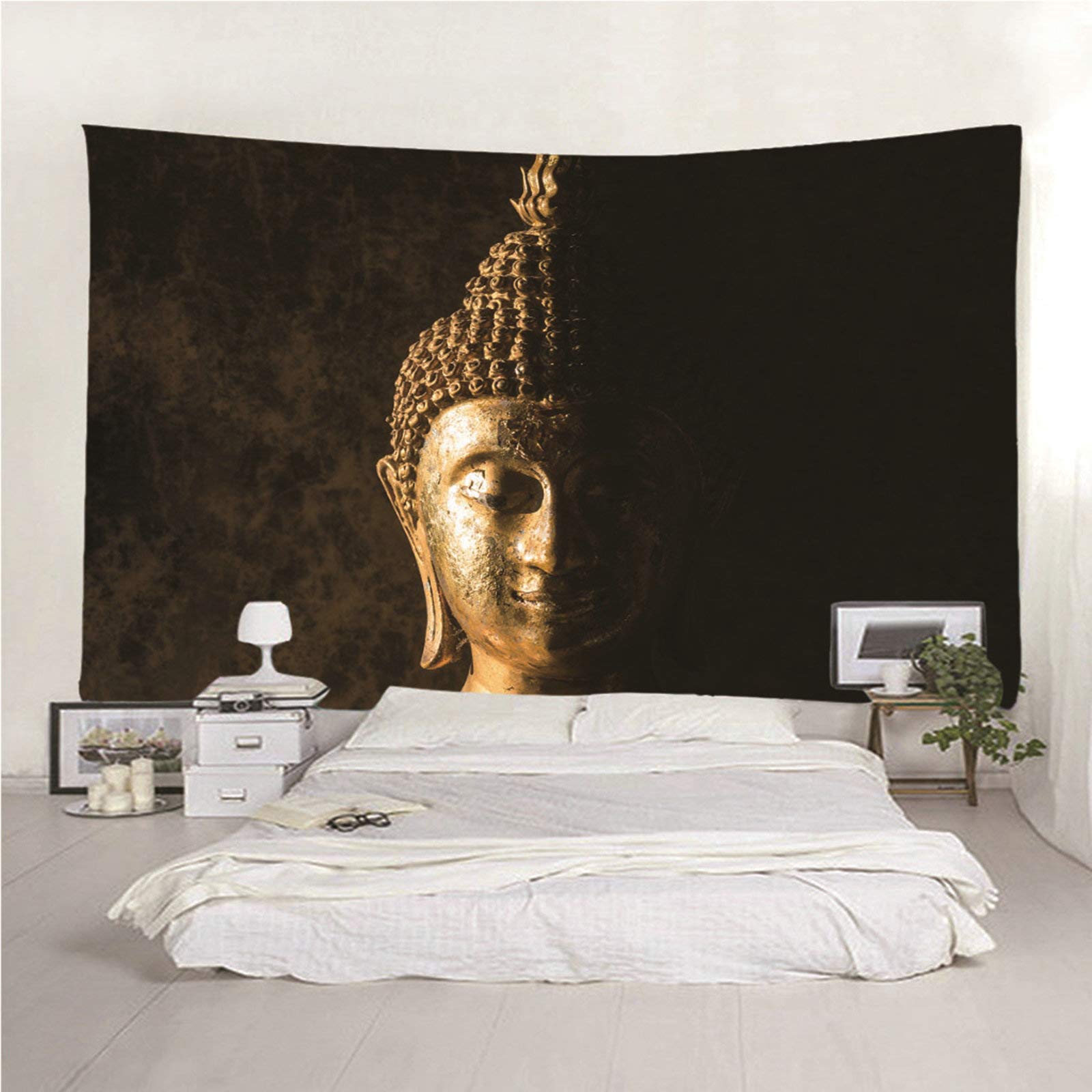 Arazzo da Parete Grande Decorazioni Parete Arazzo da Parete Poliestere 150x130CM Buddismo A Tema Testa di Buddha