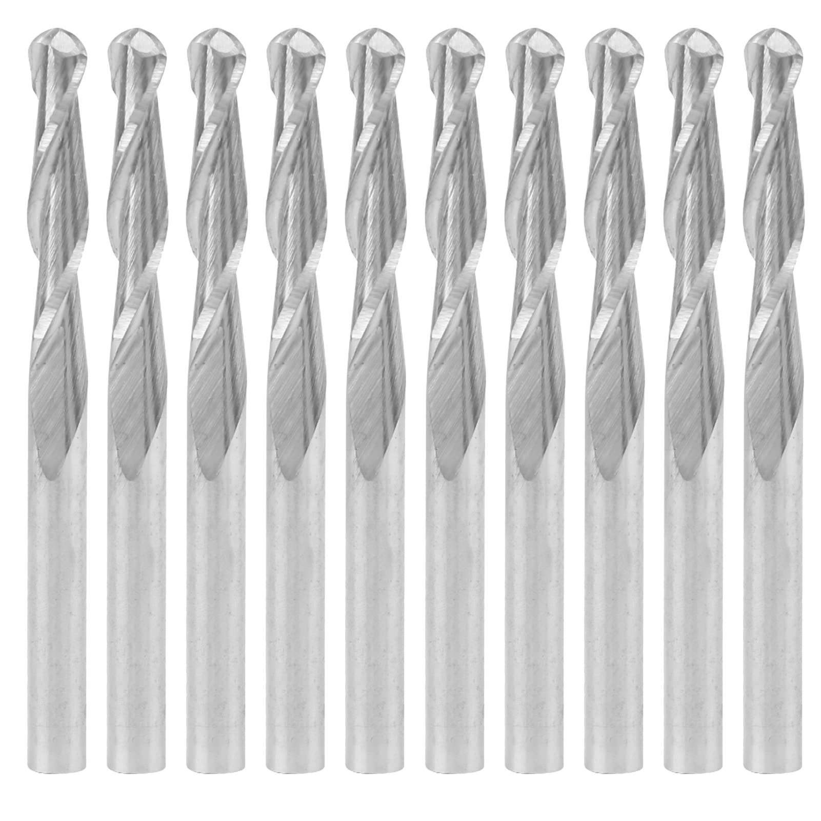 10 szt. Frez z końcówką kulową Podwójny flet Węglikowe bity CNC do cięcia Grawerowanie 3,175 x 17 mm