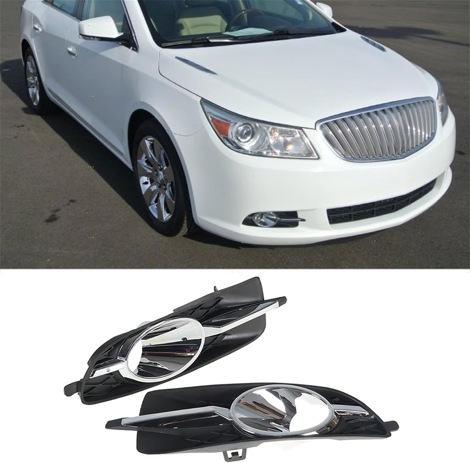 GXYWADY Pair of Front Bumper Fog Light Cover Replacement for Lacrosse 2010-2013 Driver Left and Passenger Right Side Replacement for 20859108 20859107 GM1039131 GM1038131