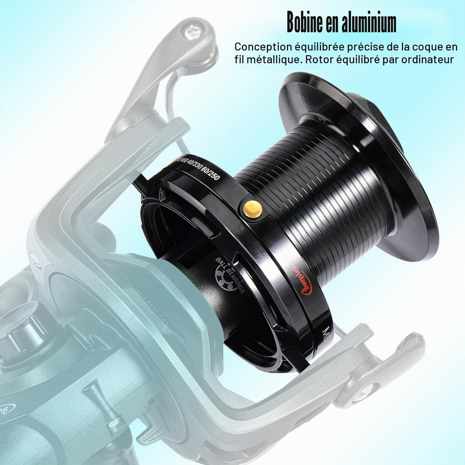 Sougayilang ME430 Moulinet de pêche à la carpe 11000/12000 grande capacité 13+1BB 4,6:1 eau salée eau douce