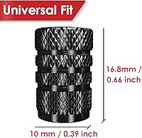 Vista 4 de Paquete de 12 tapones de aluminio para válvulas de neumáticos, metal con anillo de goma, cubierta a prueba de polvo, ajuste universal