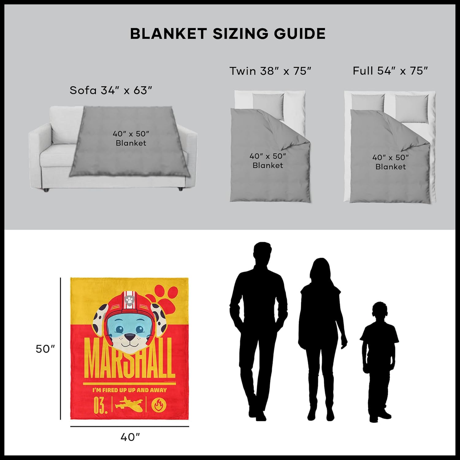 Northwest Nickelodeon Paw Patrol Officially Licensed Marshall Fired Up Kids Size Silk Touch Throw Blanket, Lightweight, 40 x 50 in