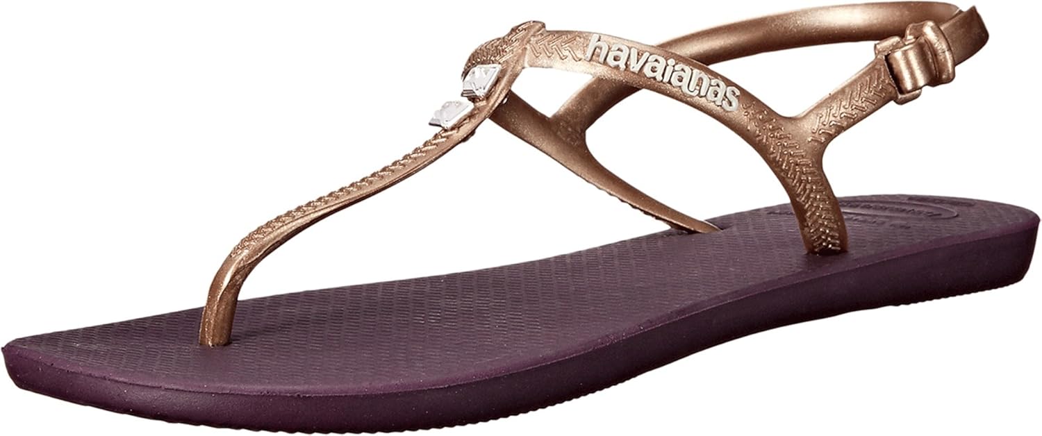 Havaianas Freedom Two Gems Thong Flip Flop Flat Sandal - Aubergine - Womens (37-38 BR / 7-8 B(M) US Women / 5-6 D(M) US Men)