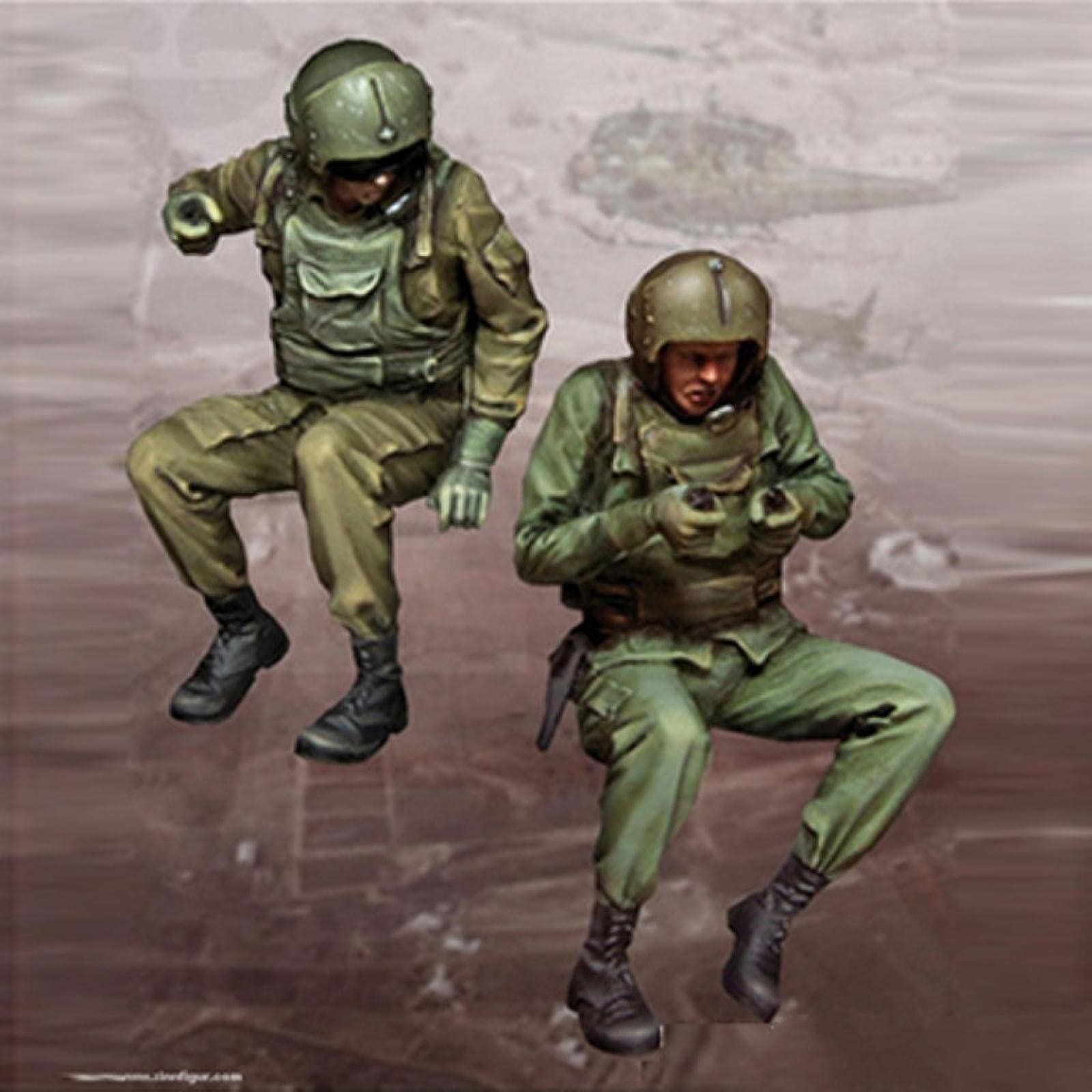 Risjc 1:35 Vietnam War US Army Helicopter Pilot Resin Soldier Model (2 Persons) unpainted and unassembled Miniature Model kit/R51510