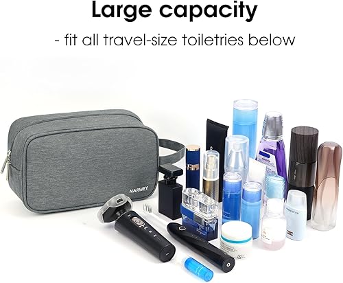 Miniatura 4 de Narwey Neceser de viaje para hombres y mujeres, kit Dopp de viaje, bolsa de afeitar para accesorios de aseo personal (gris)