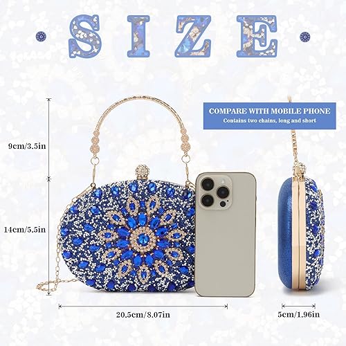 Miniatura 5 de Bolso de mano de noche con diamantes de imitación para mujer, bolsa de mano con diamantes brillantes y brillantes, bolsa de fiesta de boda de cristal