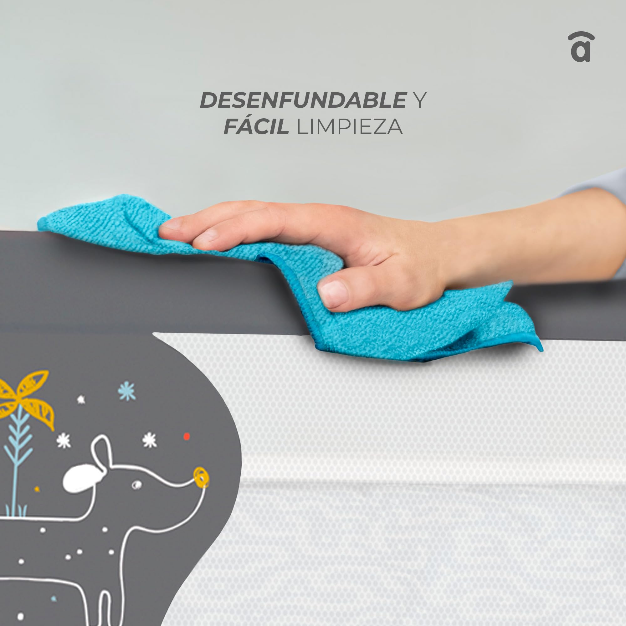 Asalvo Barrera de Cama 2 en 1 de 150 cm para Niño - Abatible con Correas Ajustables + Apta para Cama Nido + Instalación Fácil y Lavado Sencillo - Protección Segura y Estable - Blanco — view 10