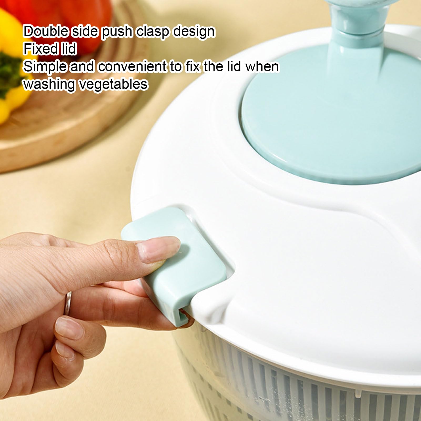 Essoreuse à Salade, Séchoir à Légumes, PP 5L Essoreuse à Laitue Multifonctionnelle Laveuse à Fruits avec Couvercle Bol de Drainage Passoire Base Antidérapante Bleu pour la