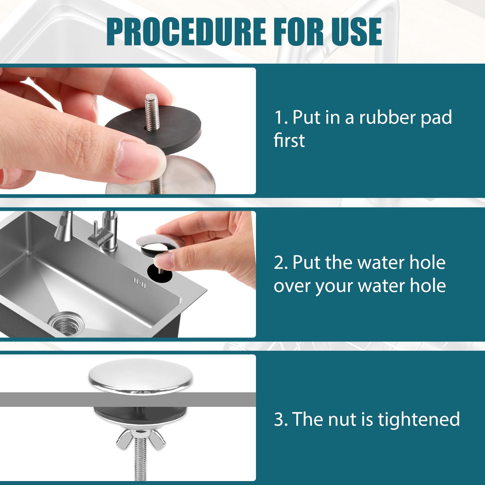 SMCEHEYA 1 Pcs Sink Hole Cover Stainless Steel Tap Hole Blanking Plug for Keeping Bathroom Kitchen Sink Clean Stainless Steel Kitchen Faucet Sink Plug Hole Sink Accessories - Image 4
