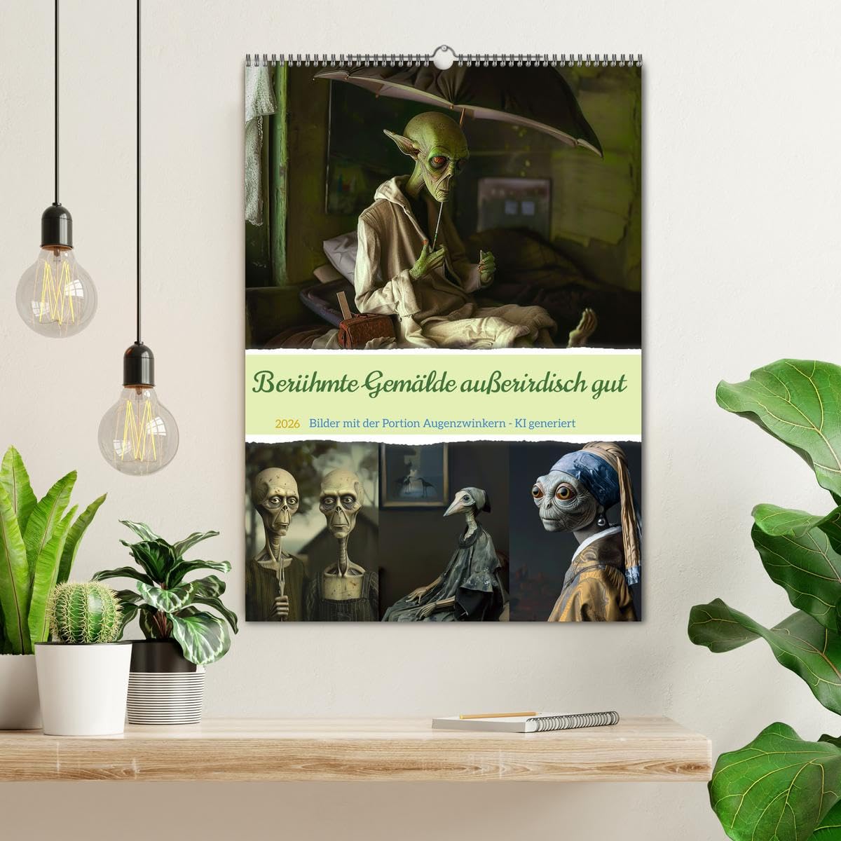 Berühmte Gemälde außerirdisch gut (Wandkalender 2026 DIN A2 hoch), CALVENDO Monatskalender: Alte Meister extraterrestrisch interpretiert - KI generiert (CALVENDO Kunst)