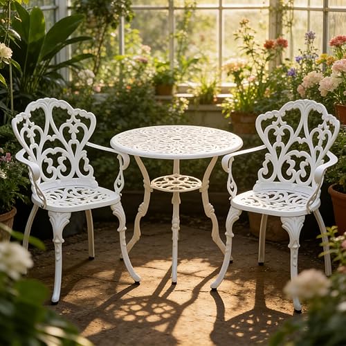 3 Piece Outdoor Dining Set, Aluminum alloy 35" Patio Table