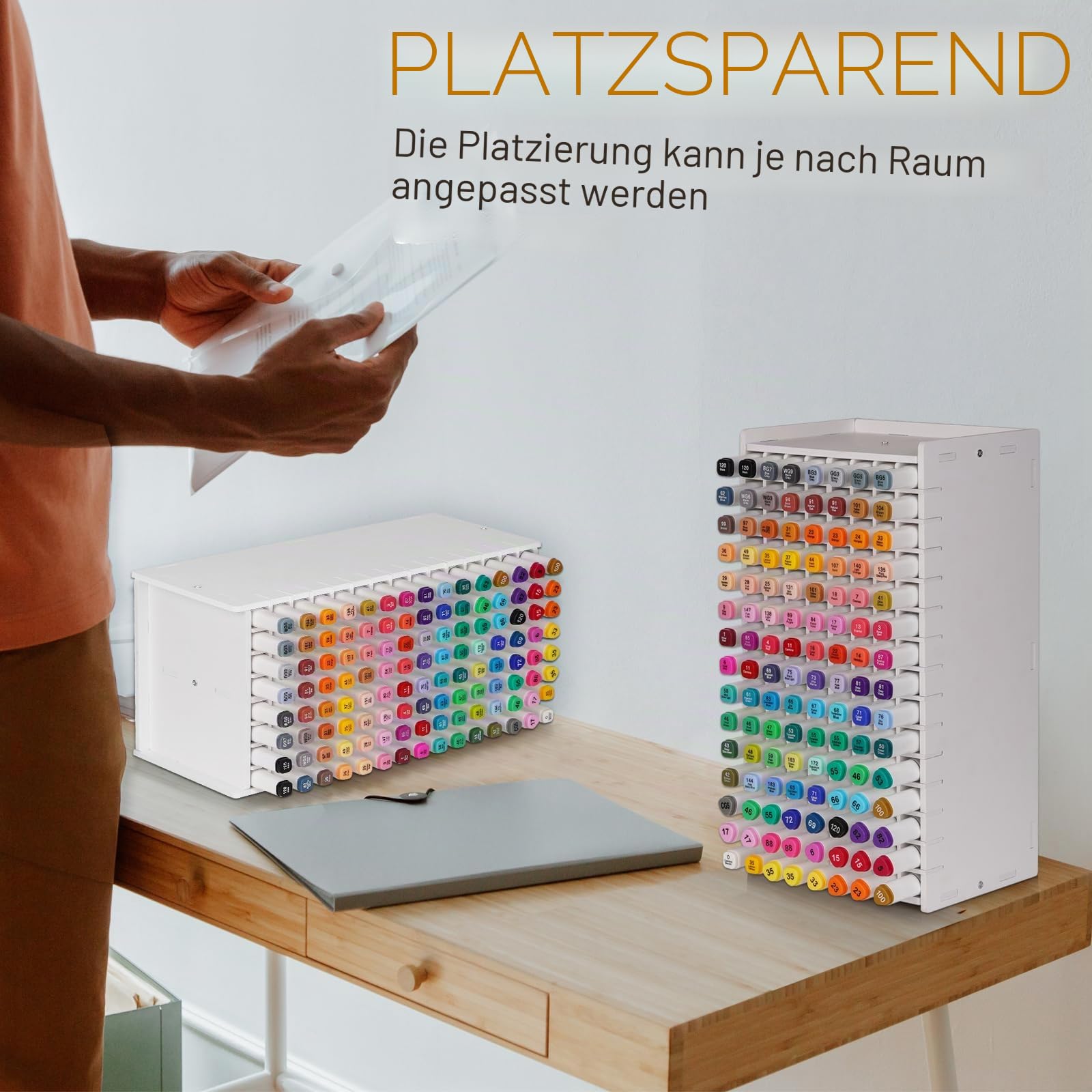 Loghot Marker-Aufbewahrung, Organizer, Marker-Halter, 120 Fächer, Marker-Organizer für Schreibtisch, mit herausnehmbarer Trennwand, Kunstmarker, zur 