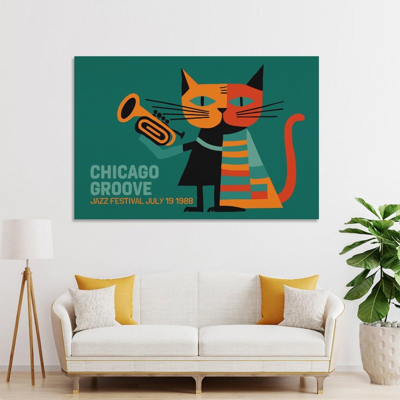 Junmoney Wall Picture Print Chicago Groove Jazz Festival 1988, 20x30inch(50x75cm), for Lounge, Bedroom Or Personal Spaces, Canvas Artwork with Gifting Potential