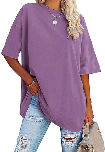 luwita Oversized T Shirts for Women Loose Fit Crewneck Short Sleeve Tops Summer Casual Blouse Y2K 2025 Basic Tees