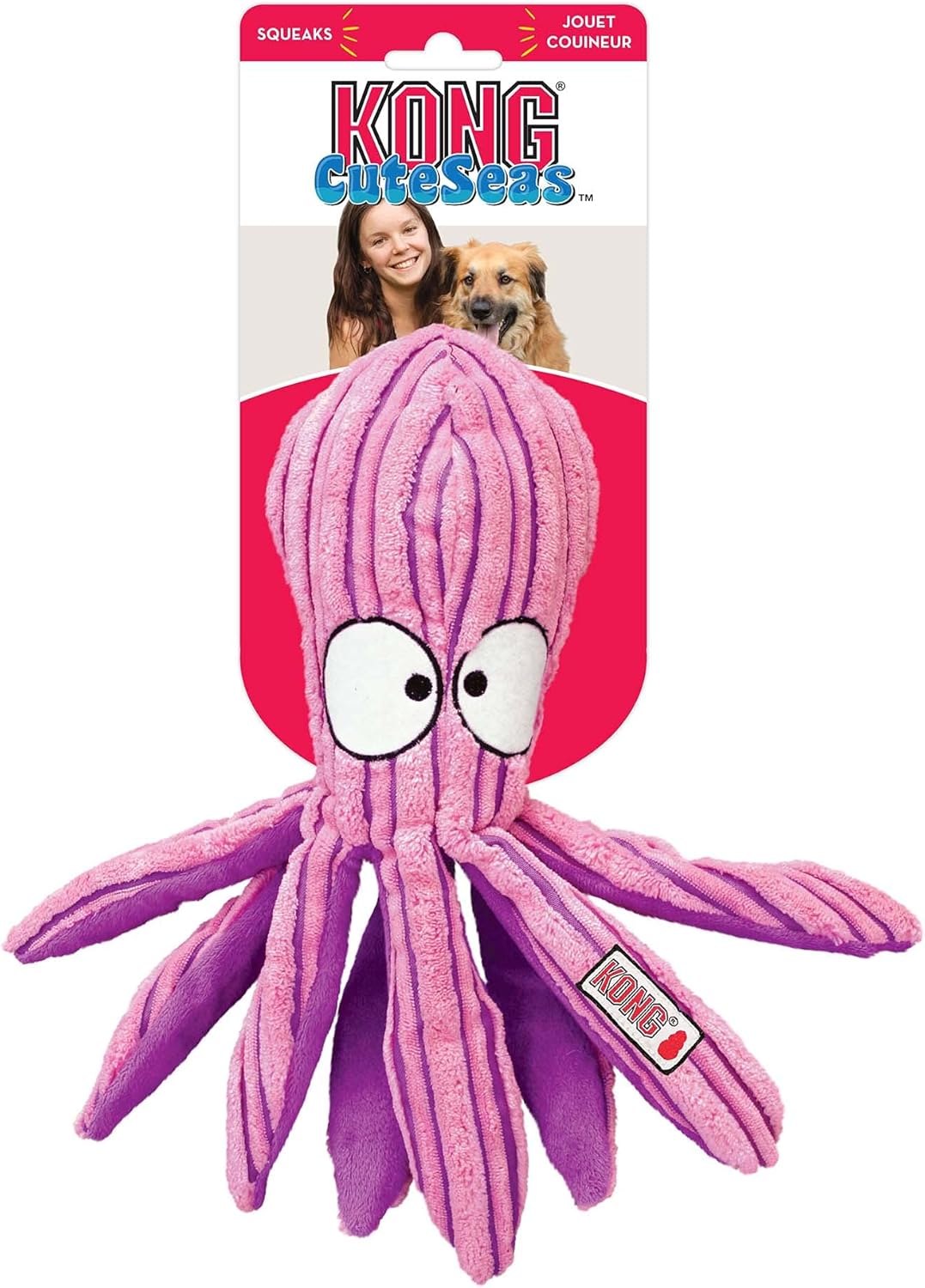 Kong Cuteseas Octopus Soft Snuggly Squeaker Crinkle Interactive Pe