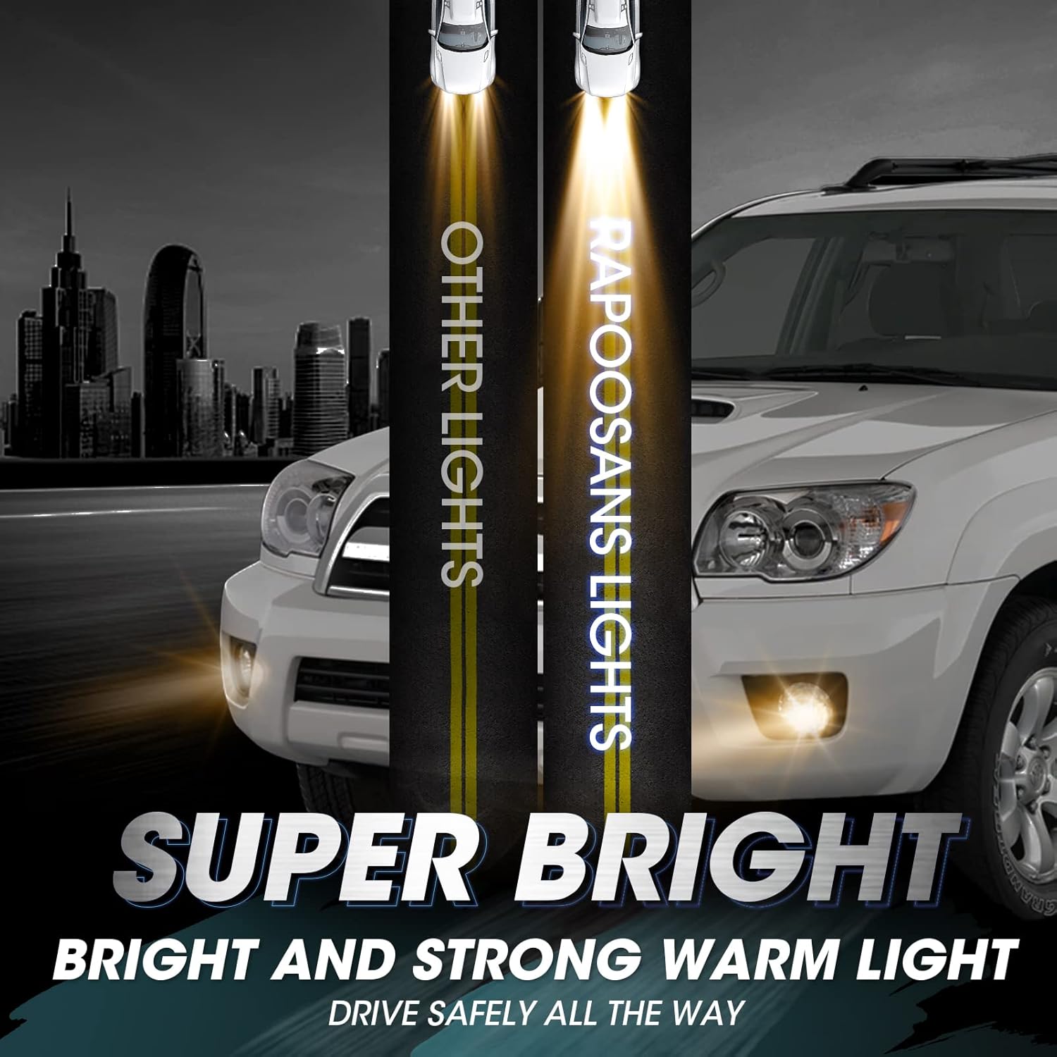 Driving Fog Lights Lamps Assembly Kit for 2006 2007 2008 2009 Toyota 4Runner Fog Light Replacement with 9006 12V 55W Halogen Bulbs Switch and Wiring Kit