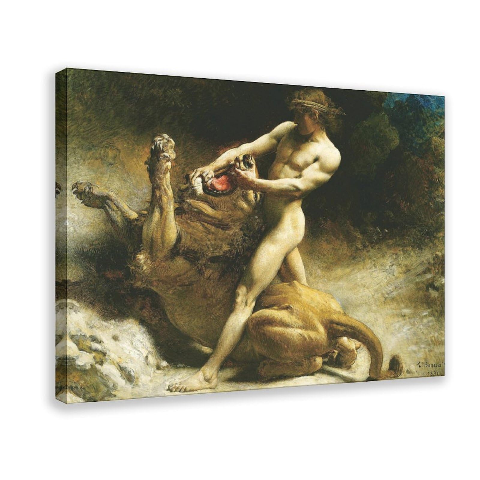 DFJyjFGJJ Leon Joseph Florentin Bonnat,Samson's Youth Canvas Wall Art Print Poster For Home School Office Decor 16" L X 24" W