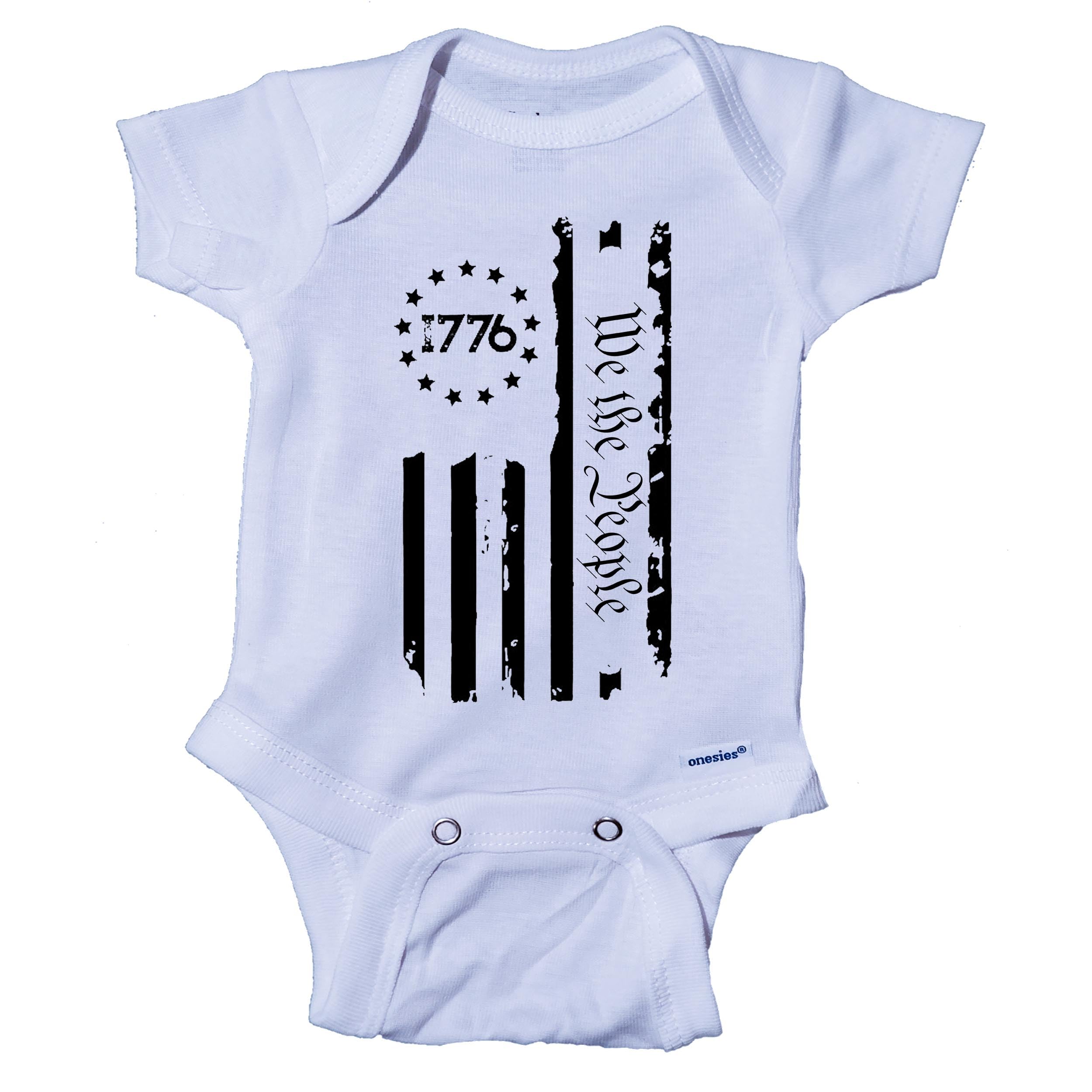 Ink Trendz Patrotic We The People 1776 American Flag Onesie Baby Boys' and Girl's Bodysuits Infant Romper Jumpsuit