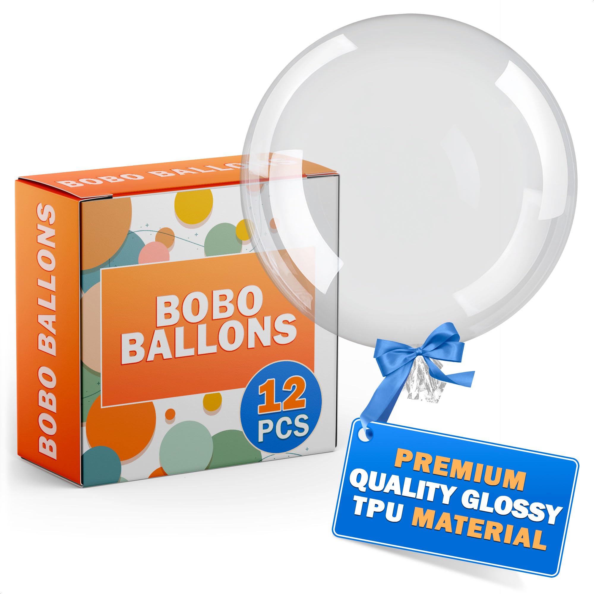 Clear Balloons for Stuffing – 12 Pack Large Clear Balloons, 20 Inch Transparent Helium Tpu Glossy Material – Bubble Balloon Design for Wedding Supplies, Birthday Decorations, Party Games & Photo Zones