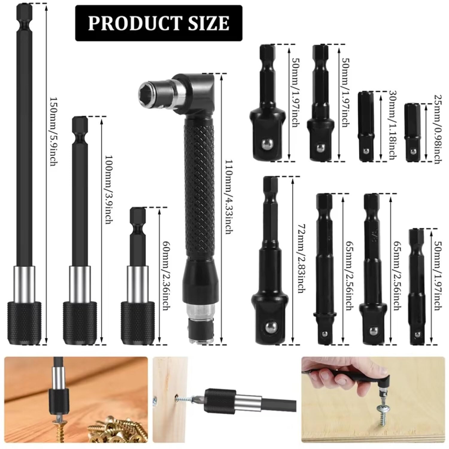 VIDOO Zestaw Przedłużek Elastycznych do Wiertarki 31szt Adapter Kątowy Hex