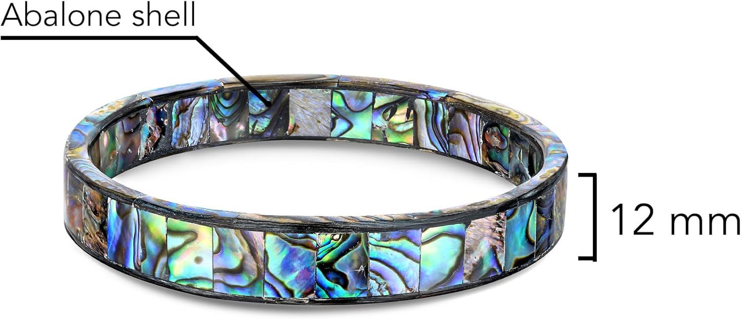 AeraVida Shimmering Ocean Colors Abalone Shell Mosaic Bangle Bracelet | Elegant Abalone Shell Bracelet for Women | Jewelry Gift - Image 4