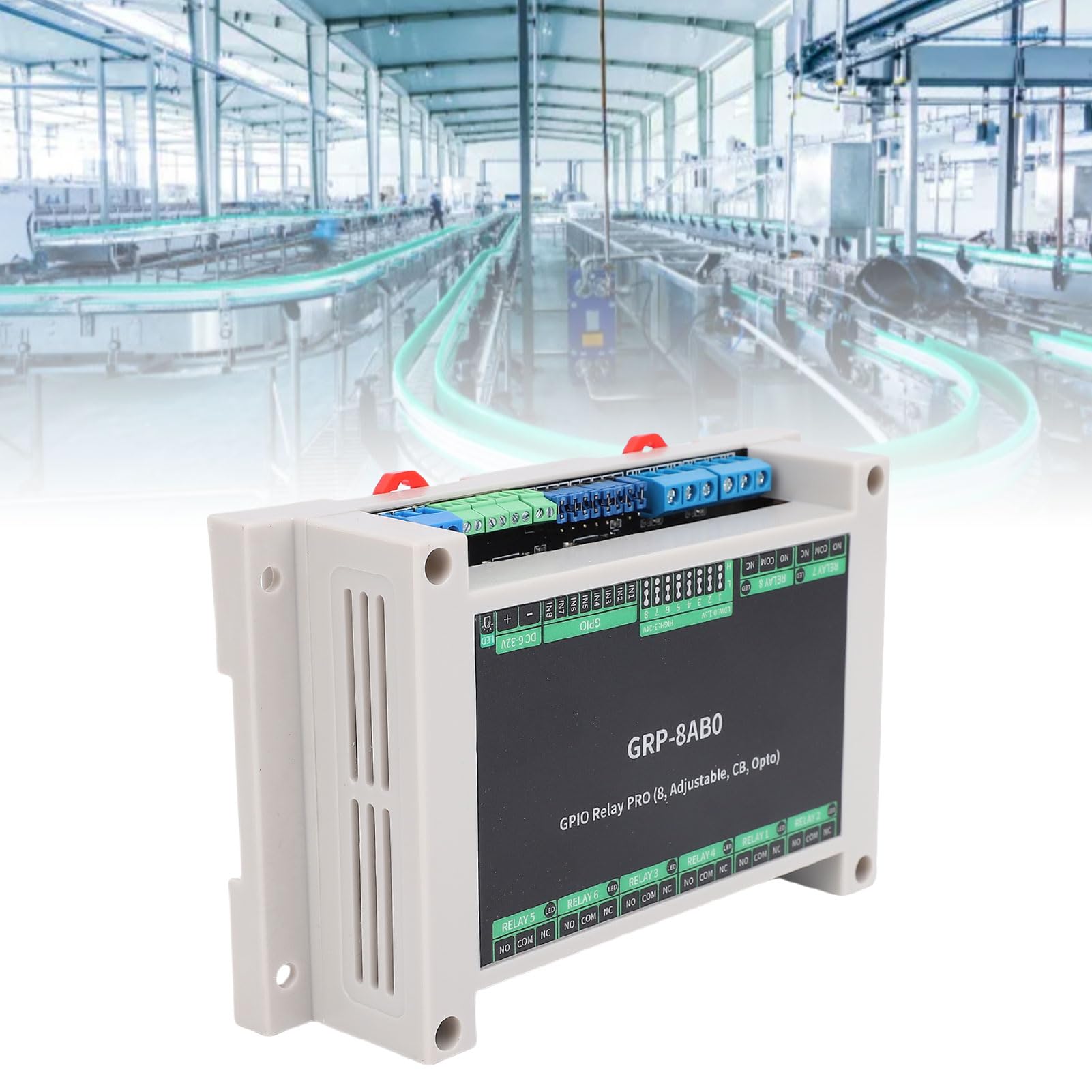 Ausla Module Relais GPIO Industriel, Coffret Rail ABS (GRP-8AB0)