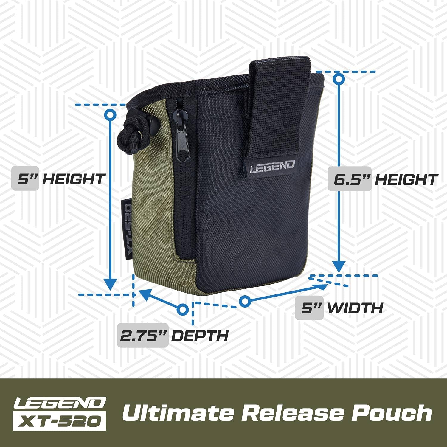 LEGEND - XT520 Quick Release Pouch & Finger Tab Bag (Army Green) | Interior Divider for Better Organization & Storage of Release Aids | Attaches to Standard 2" Belt | Quick Drawstring Closure : Sports & Outdoors