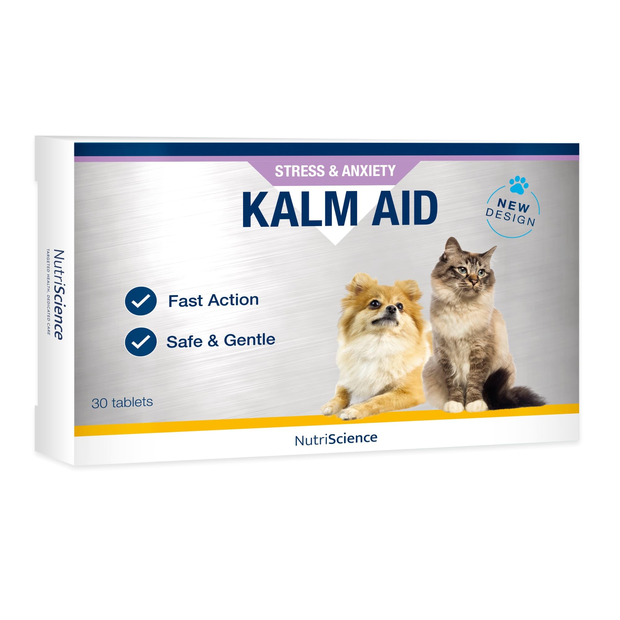 KalmAid for Cats & Dogs – Anxiety & Stress Relief | Natural Calming Supplement for Vet Visits, Travel, & Behavioral Support (30 Tabs)