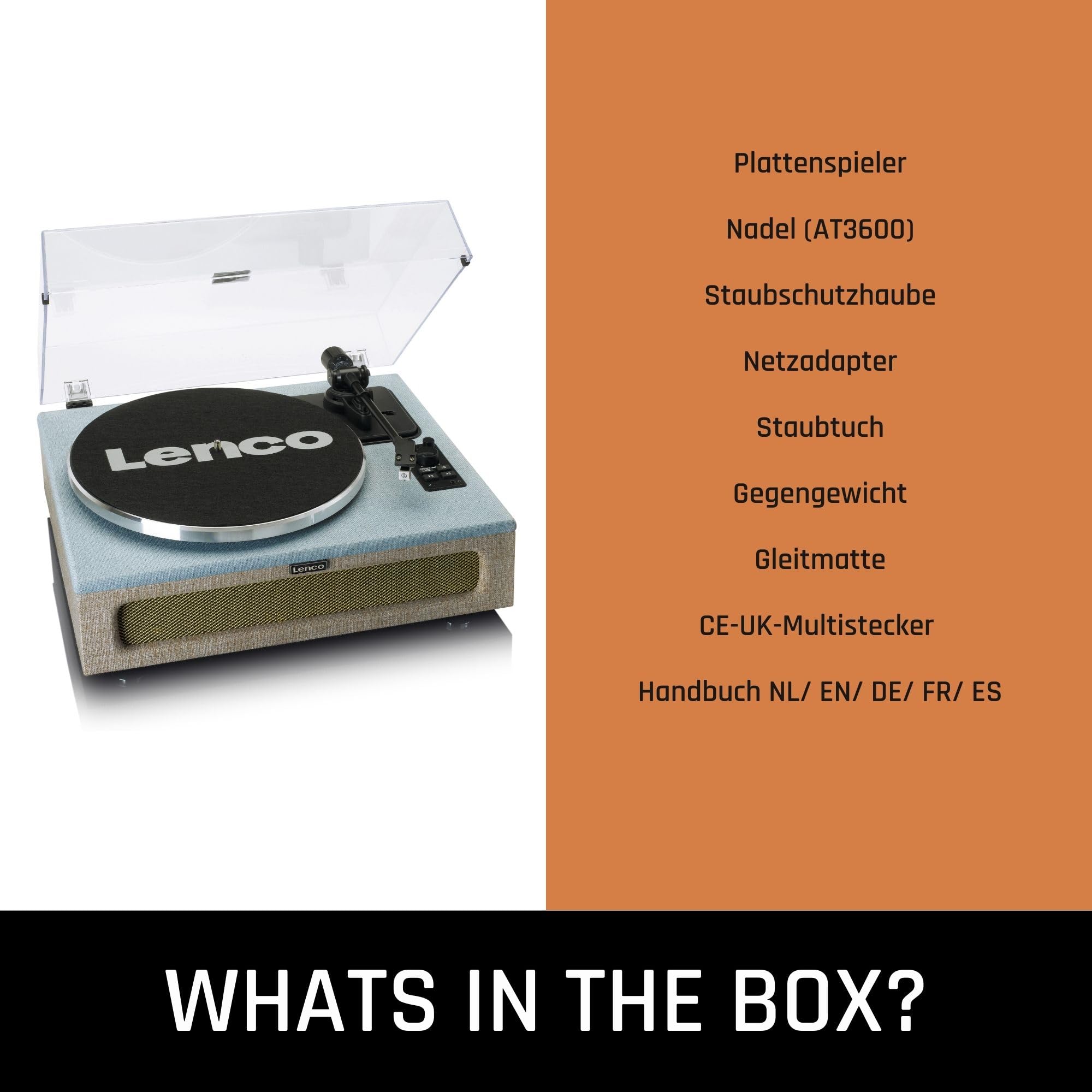 Lenco LS-440BUBG - Plattenspieler mit Lautsprecher - Schallplattenspieler | LS-440 - Vinyl Player - Bluetooth 40 Watt RMS - Riemenantrieb - Pitch Control - Vorverstärker