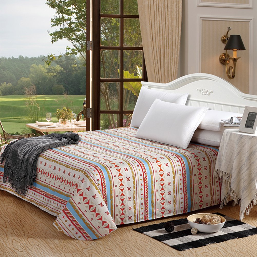 Linge de sergé de coton 245x265cm grand drap plat lit double B