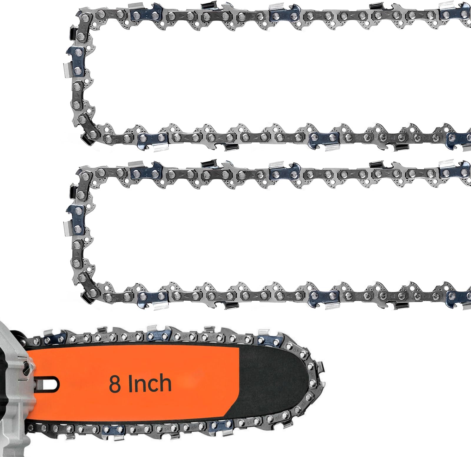 Ecreban 8 Inch Chainsaw Chain, 043" Gauge, 3/8" LP Pitch