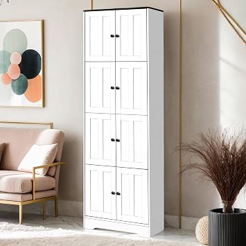 72" Tall Freestanding Wooden Storage Cabinet