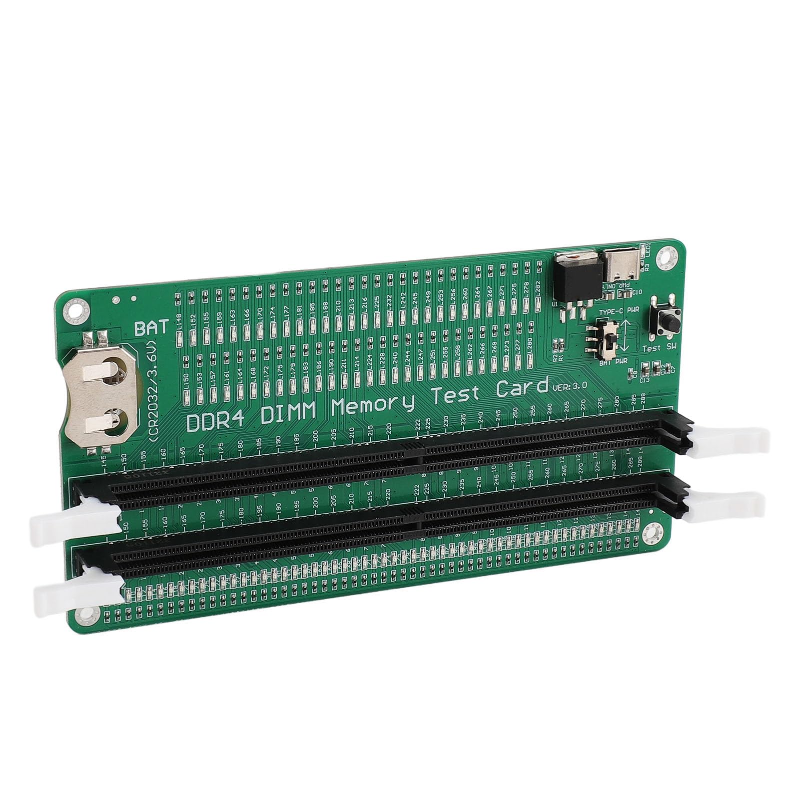 Testeur de Mémoire DDR4, Carte de Test de Mémoire DDR4 pour Ordinateur de Bureau avec Indicateurs LED, Analyseur de Diagnostic de Fente, Testeur de Mémoire RAM D'Ordinateur pour