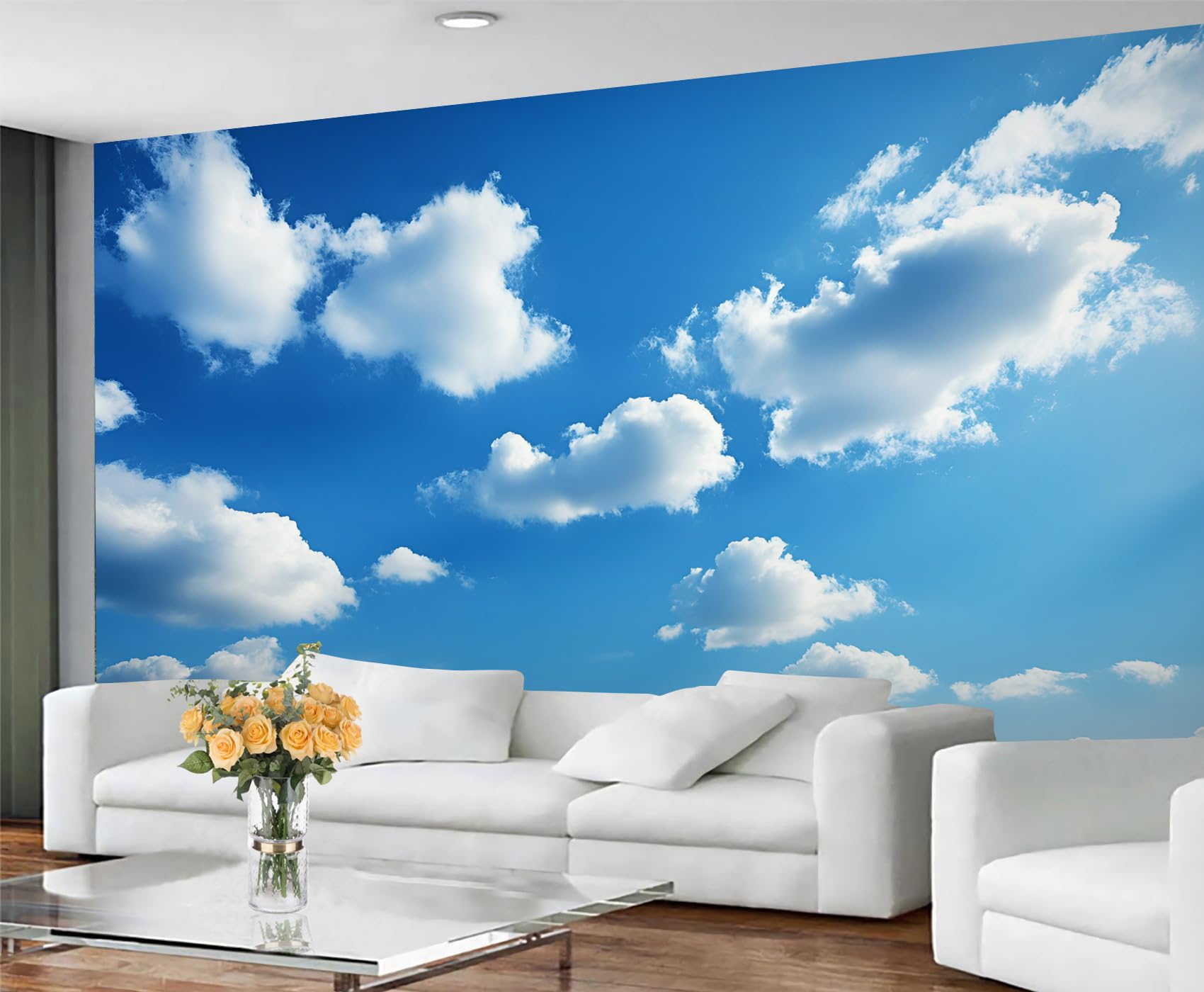 GIVLWF Cloud Wallpaper, Blue Sky Bedroom Wallpaper, Fantasy Clouds Wall Paper for Living Room, Not Self Adhesive Sky Cloud Wall Mural, Natural Scenery Large Mural & Room Decor โ image 1