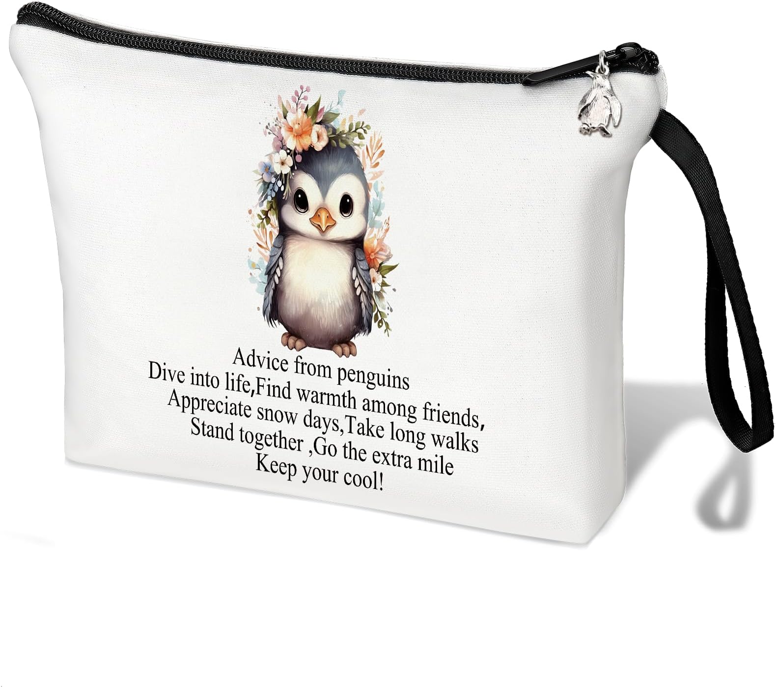 LANJUPenguin Gifts for Women Penguin Cosmetic Bag for Women Pouch Penguin Makeup Bag Penguin Cosmetic Bag Penguin Spirit Gift (White penguins gifts)