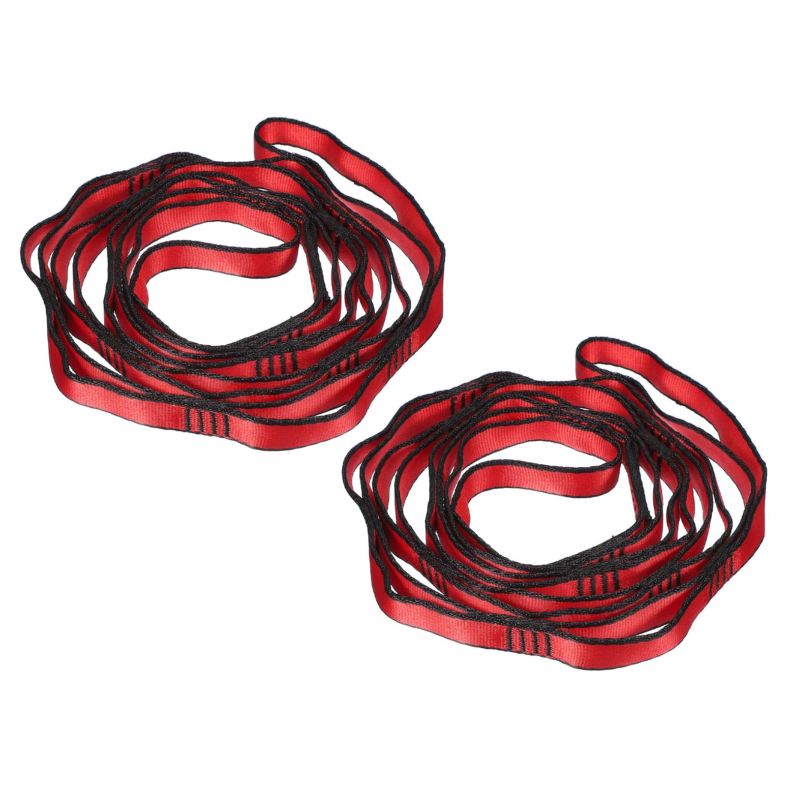 PATIKIL 22KN Adjustable Daisy Chain Yoga Extend Belt 1.8M, 2 Pcs Nylon Climbing Sling Straps for Home Workout Exercise Pilates Gymnastics, Red