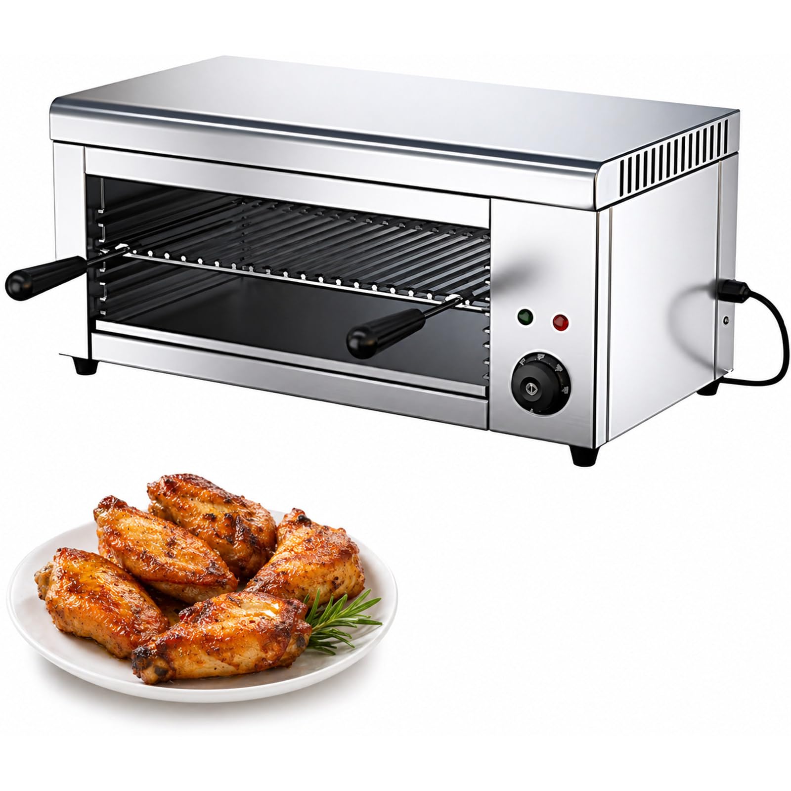 Facile à Nettoyer Salamandre Professionnelle Murale 2000 W, en INOX pour Hôtel, Buffet, Snack et Cuisine Pro, pour Toast, Pizza et Fromage Fondu