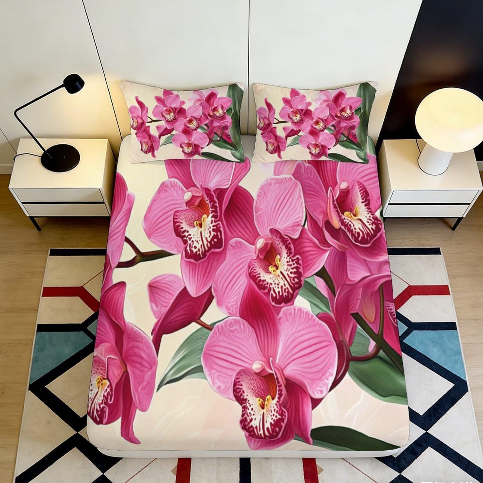 3D Printed Tropical Leaf Fitted Sheet Microfiber Elastic Hem Bedroom Bedding Deep Pocket Green Mattress Fitted Cover 180x200x25cm