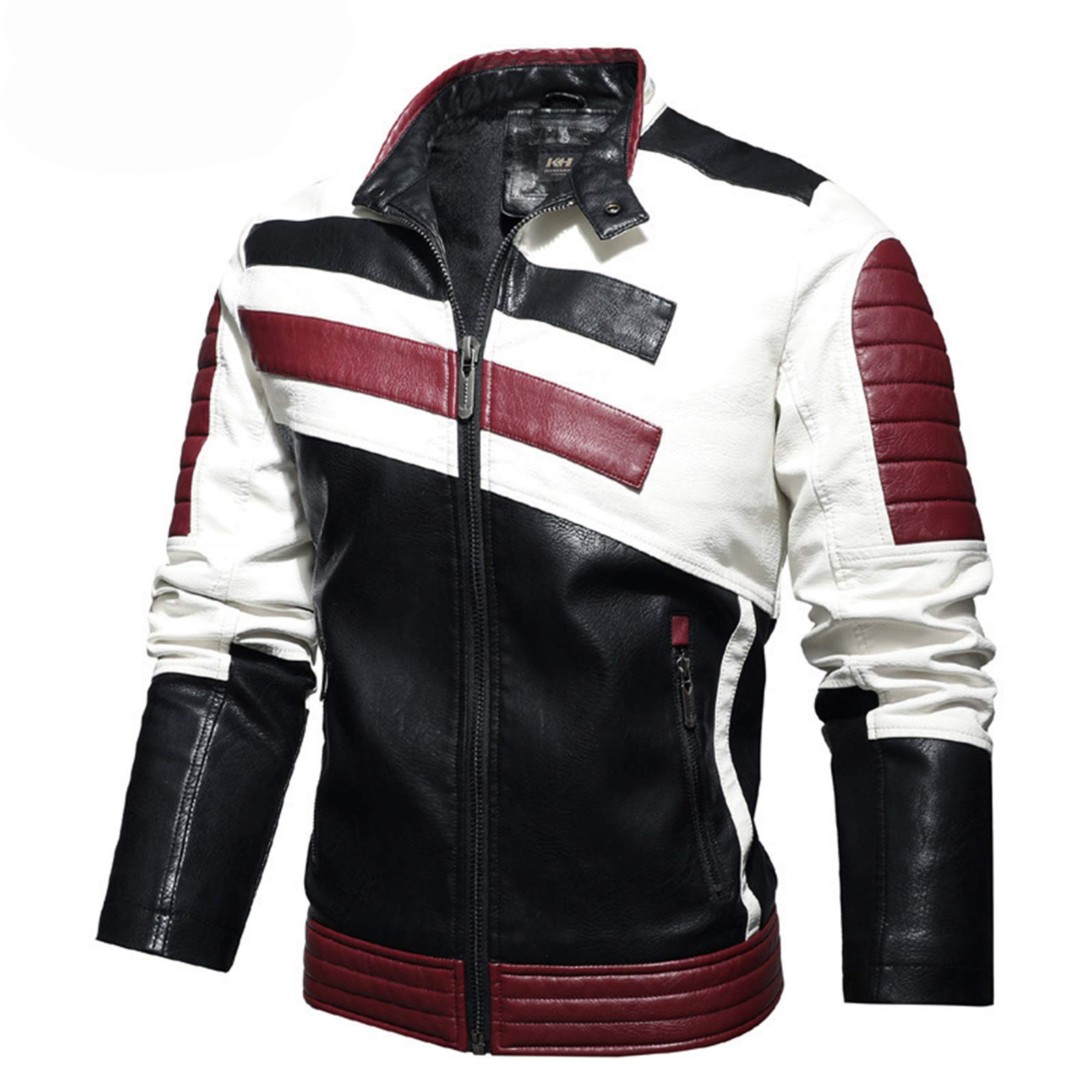 QQA Herren Echtleder Bikerjacke Rindsleder Motorradjacke Leder Stadt Classic Vintage Motorrad Jacke