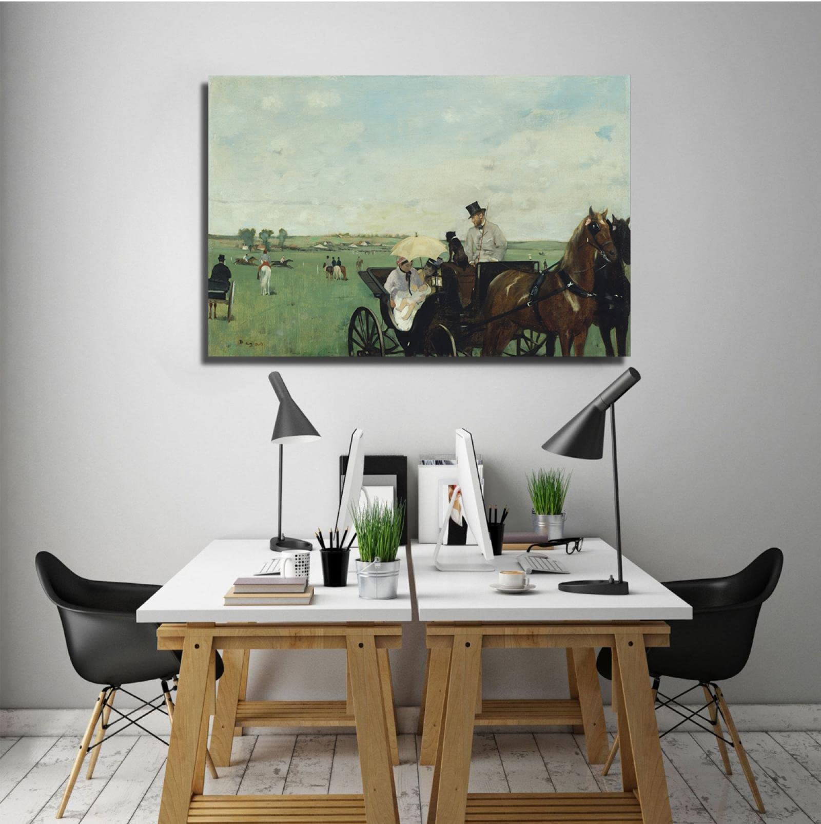 Lienzo Imprimir Arte de pared Edgar Degas en las carreras en el campo Cartel de bellas artes para la decoración de la sala de estar Decoración del dormitorio Grandes 60x90cm Marco interno