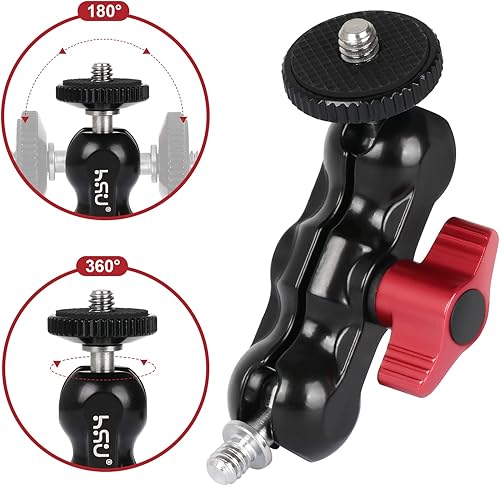 Miniatura 4 de HSU Brazo mágico con cabeza de bola doble (tornillo de 14"-20) Aleación de aluminio de metal ajustable universal extensión brazo mágico para