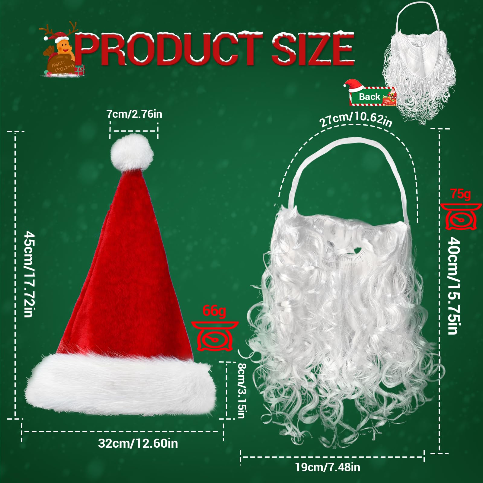 Weihnachtsmann Bart & Mütze Set Für Erwachsene - Rot/weiß, Klassisches Santa Kostüm Zubehör
