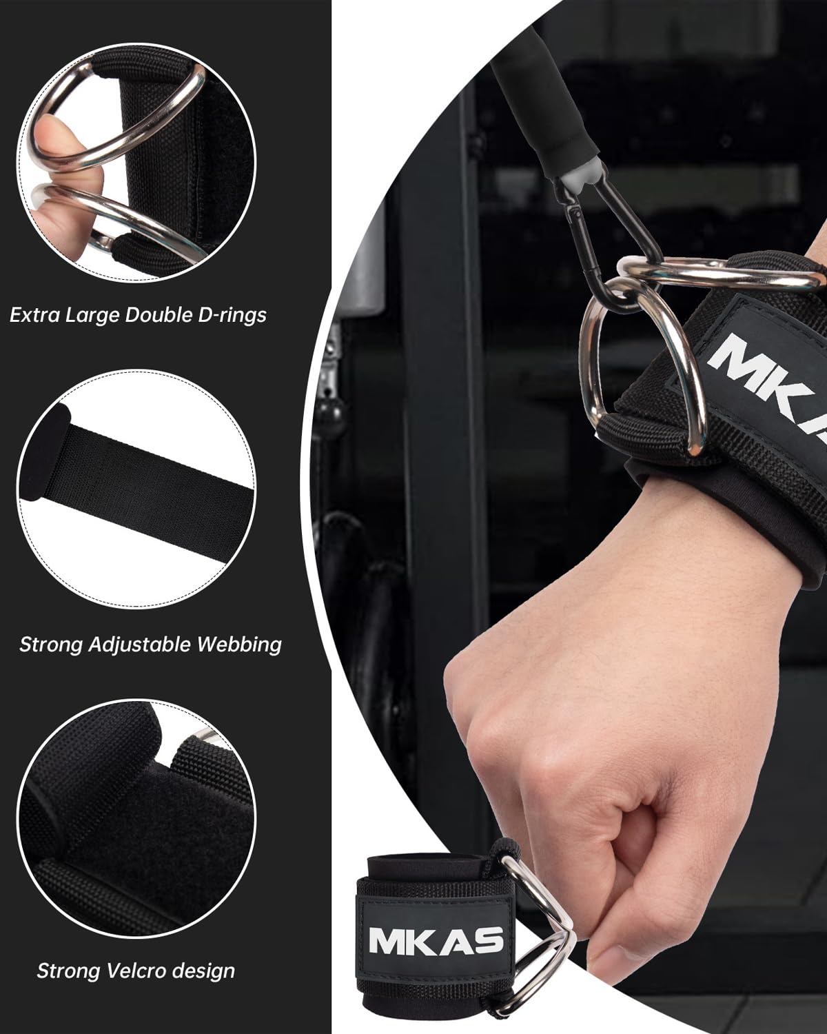 Set 2 Polsini Palestra per Cavii, Cinturini Regolabili in Neoprene per Allenamento con Cavi, Wrist wraps per Allenamento - Polsiere Palestra Uomo