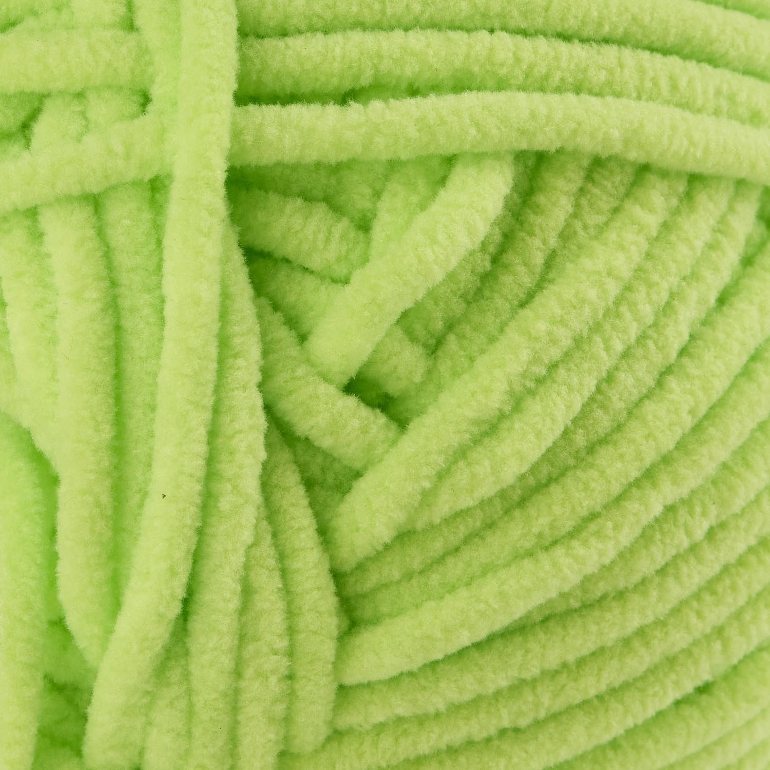 CBC Perfectly Posh Chenille Yarn for Knitting, Crocheting and Amigurumi - 2 Pack (7 oz / 200g, 233 Yards Each Skein), Lime Green, Gauge 5 Bulky