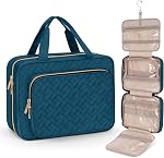 Wedama Sac de toilette pour femmes, Grand sac de voyage cosmétique, Sac de salle de bain suspendu, Épaisseur PVC Sac de maquillage imperméable, Sac de toilette pour voyages d'affaires et camping, Noir