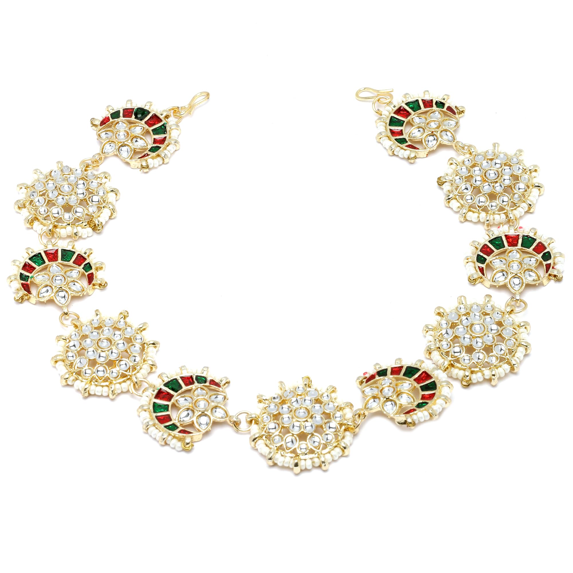Zeneme Gold-Plated White Kundan studded Handcrafted Matha Patti (Design 04) (B0C41KF635) Amazon Price History, Amazon Price Tracker