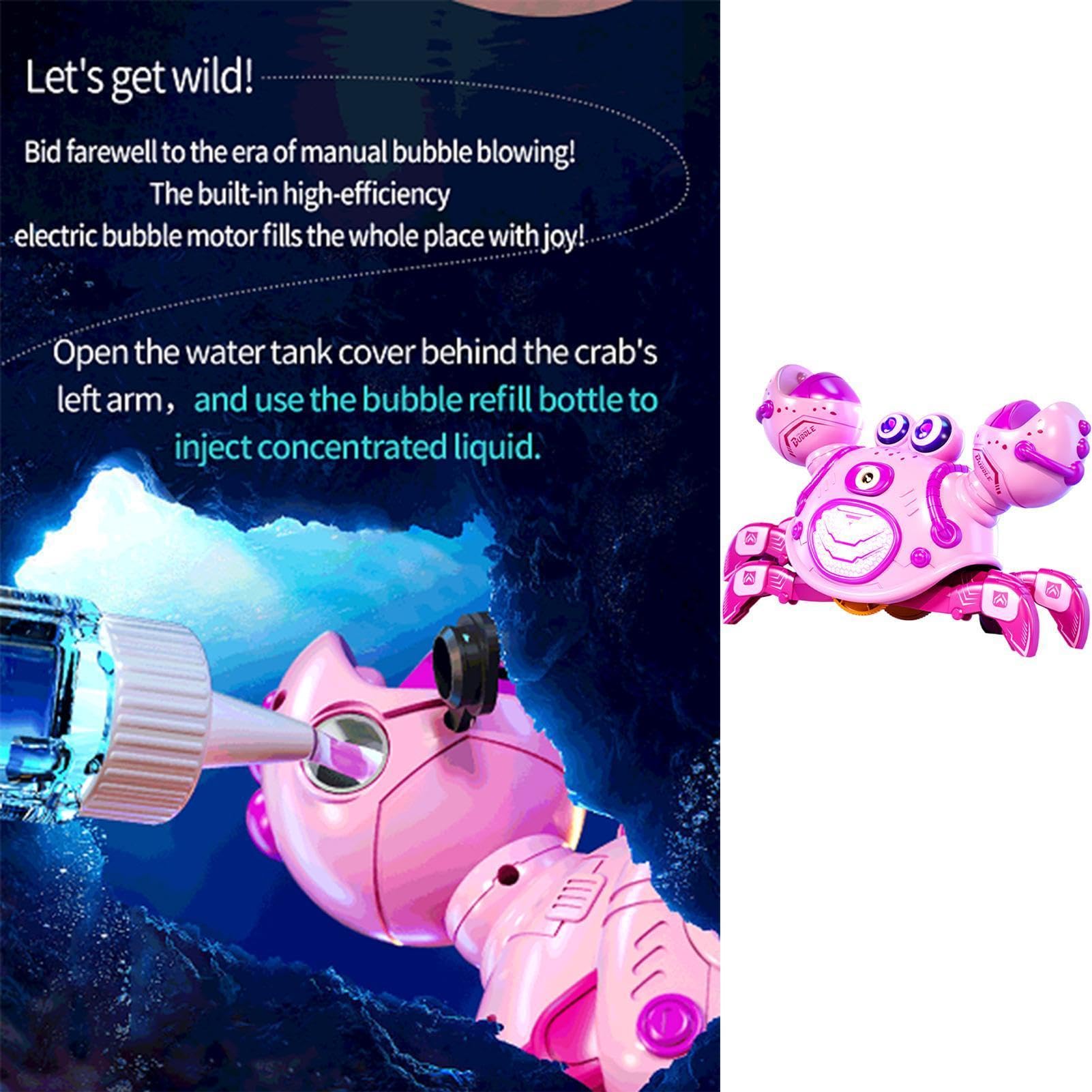 Giocattolo Strisciante con Musica Elettrico Ricaricabile | Granchio Che Crea Bollicine per Bambini per Bambini Bambine Ragazzi Ragazze Casa Scuola Esterno Campeggio