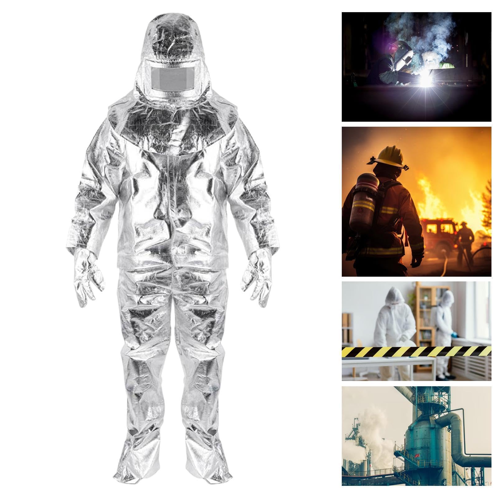 Fire Resistant Suit Set Feuerfeste Schutzanzug Hitzebeständige Aluminiumfolienkleidung Wärmeisolierender Anzug Flammhemmende für Feuerwehr