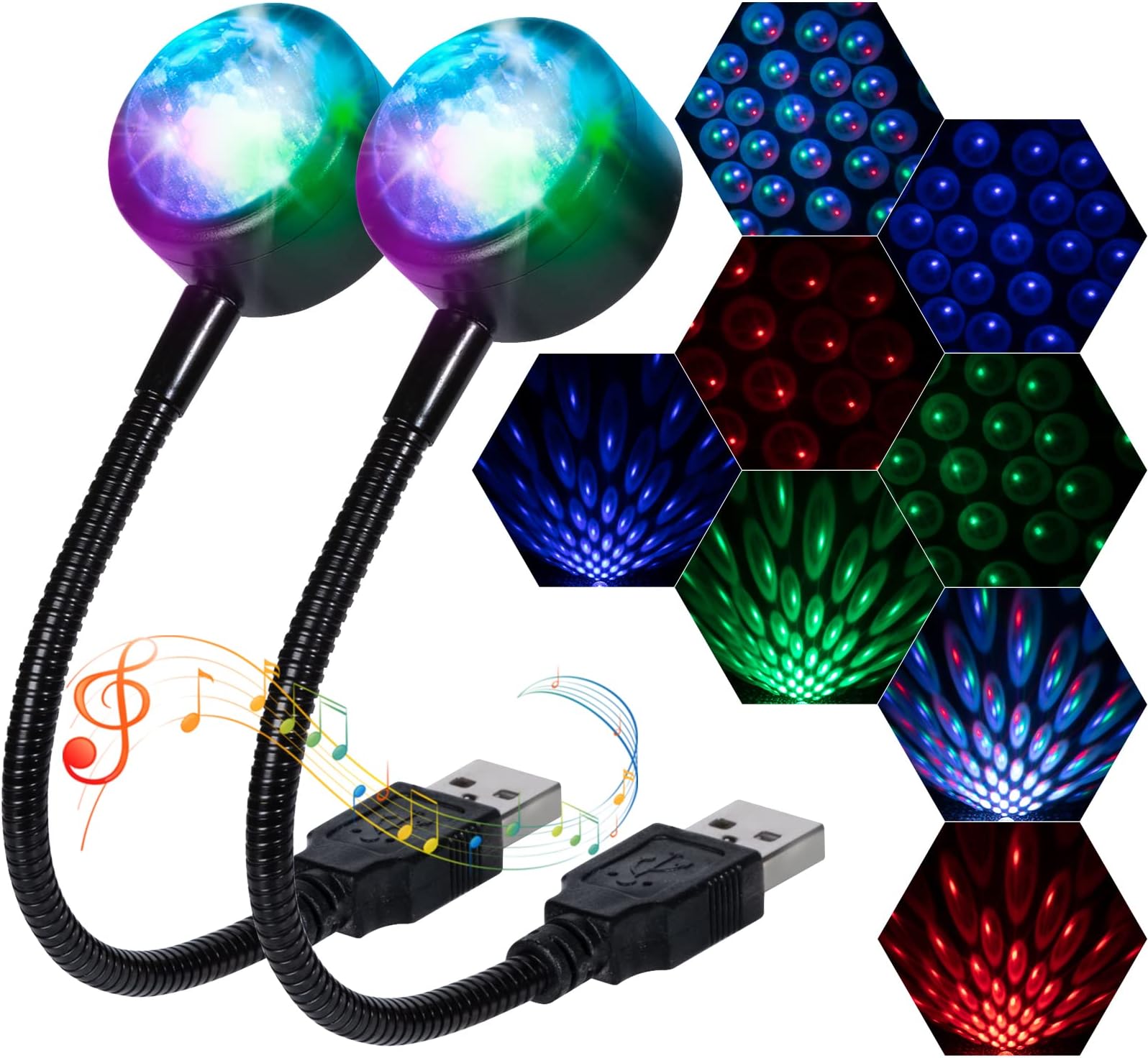 LuxLumin Car Roof Lights, USB Star Projector Night Light, Adjustable Interior Car Lights, Portable LED Lights 4 Colors& 9 Functional Modes Star Lights for Vehicle Decor,Ceiling, Bedroom,Party,2 Packs
